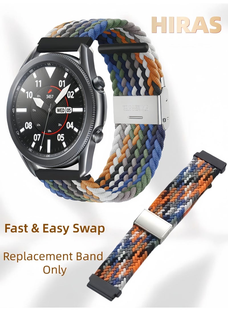 Hiras Soft Braided Nylon Strap for Garmin Venu 3 & Vivoactive 4 | Also Fits Huawei GT 5/GT 4/Watch 4, Amazfit GTR 4 | 22mm Adjustable Elastic Sport Band (No Watch) - Image 1